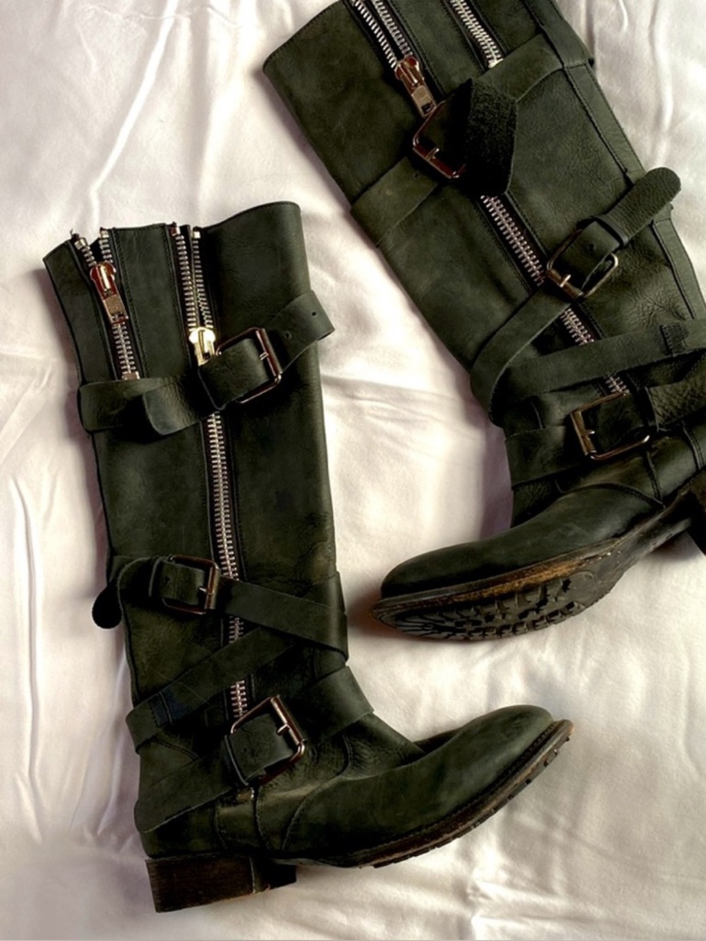 Dolce Vita Olive Green Suede Combat Boots